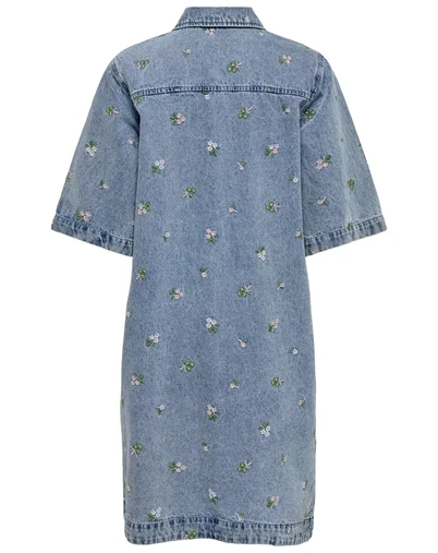 Only - ONLVera-Belle Flower Kjole - Light Blue Denim